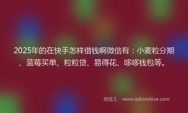 2025年的在快手怎样借钱啊微信有：小麦粒分期、蓝莓买单、粒粒贷、易得花、哆哆钱包等。