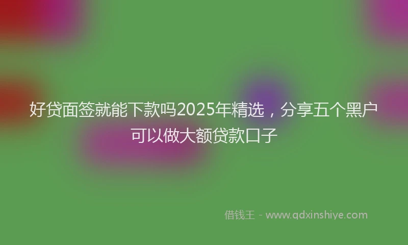 好贷面签就能下款吗2025年精选，分享五个黑户可以做大额贷款口子