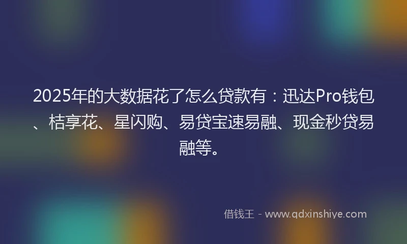 2025年的大数据花了怎么贷款有：迅达Pro钱包、桔享花、星闪购、易贷宝速易融、现金秒贷易融等。