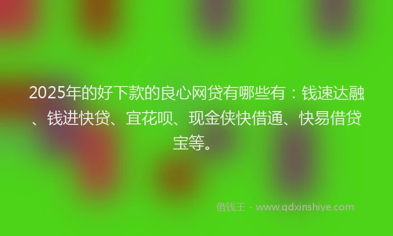 2025年的好下款的良心网贷有哪些有：钱速达融、钱进快贷、宜花呗、现金侠快借通、快易借贷宝等。