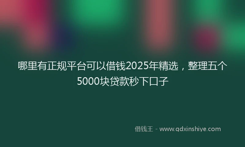 哪里有正规平台可以借钱2025年精选，整理五个5000块贷款秒下口子