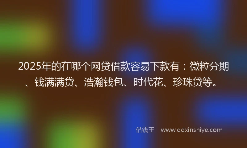 2025年的在哪个网贷借款容易下款有：微粒分期、钱满满贷、浩瀚钱包、时代花、珍珠贷等。