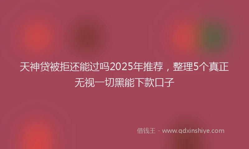 天神贷被拒还能过吗2025年推荐，整理5个真正无视一切黑能下款口子