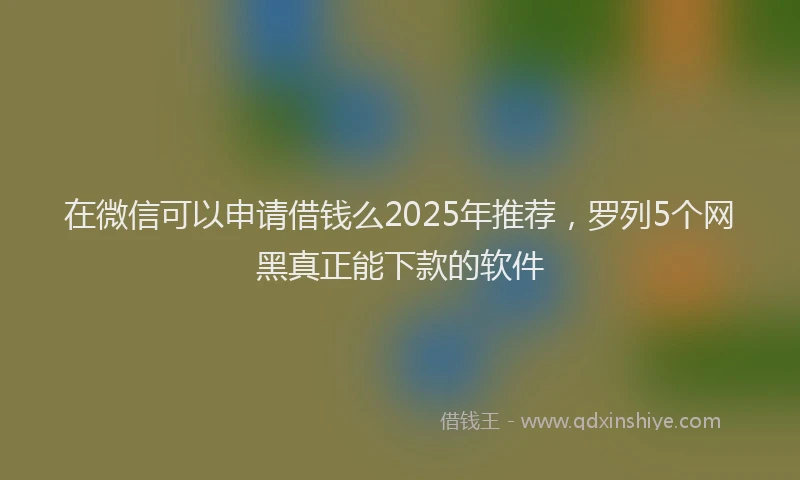 在微信可以申请借钱么2025年推荐，罗列5个网黑真正能下款的软件