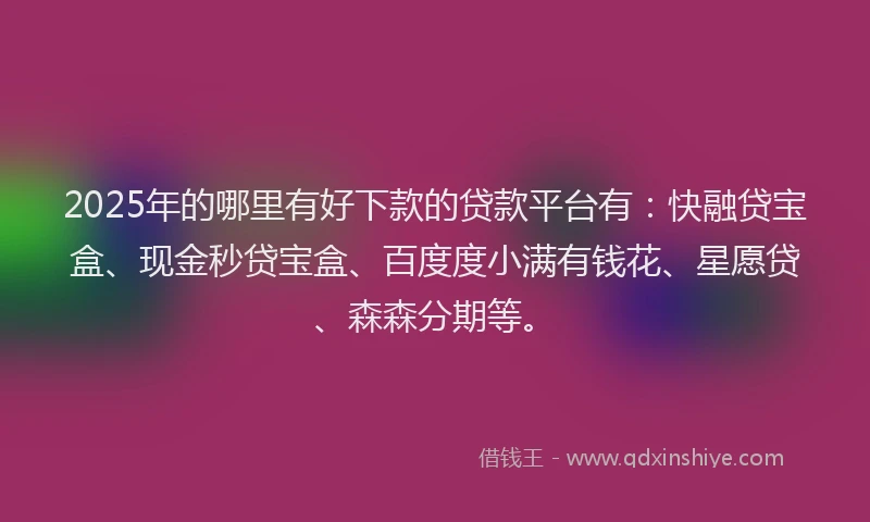 2025年的哪里有好下款的贷款平台有：快融贷宝盒、现金秒贷宝盒、百度度小满有钱花、星愿贷、森森分期等。