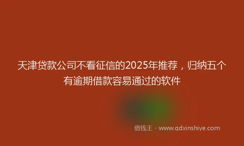 天津贷款公司不看征信的2025年推荐，归纳五个有逾期借款容易通过的软件