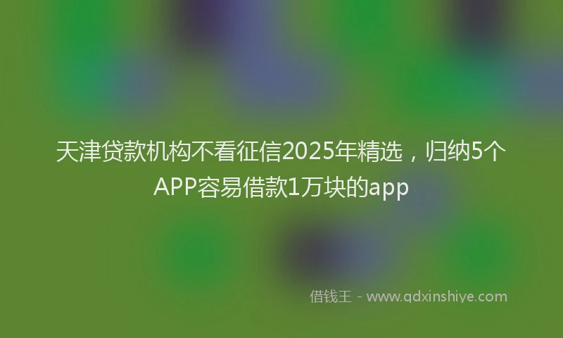 天津贷款机构不看征信2025年精选，归纳5个APP容易借款1万块的app