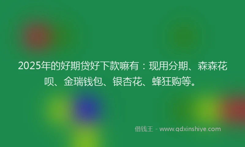 2025年的好期贷好下款嘛有：现用分期、森森花呗、金瑞钱包、银杏花、蜂狂购等。