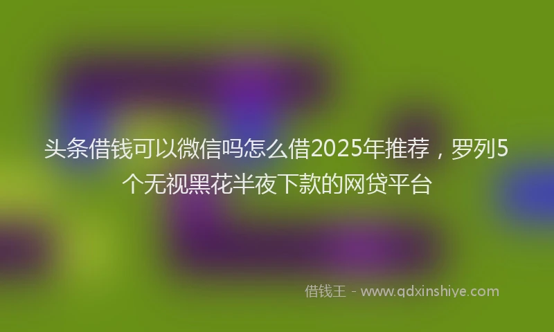 头条借钱可以微信吗怎么借2025年推荐，罗列5个无视黑花半夜下款的网贷平台