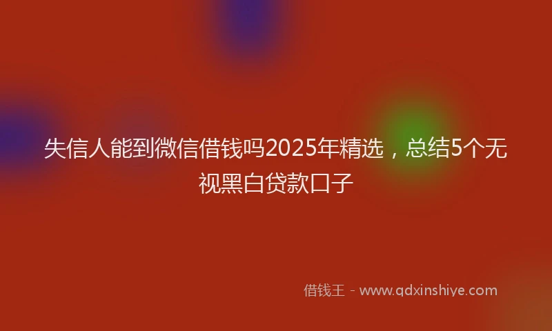 失信人能到微信借钱吗2025年精选，总结5个无视黑白贷款口子