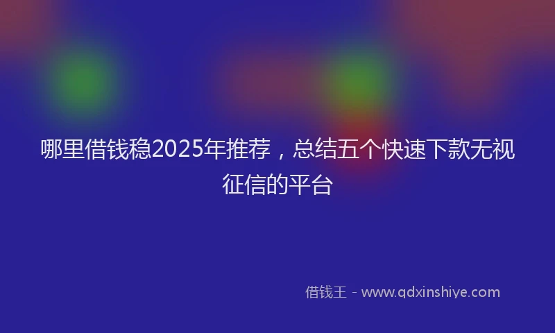 哪里借钱稳2025年推荐，总结五个快速下款无视征信的平台