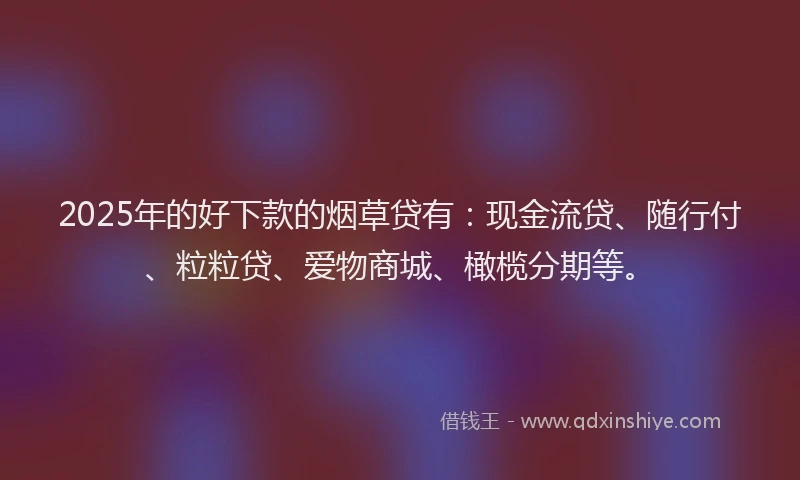 2025年的好下款的烟草贷有：现金流贷、随行付、粒粒贷、爱物商城、橄榄分期等。