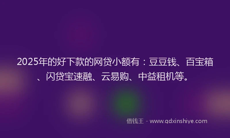2025年的好下款的网贷小额有：豆豆钱、百宝箱、闪贷宝速融、云易购、中益租机等。