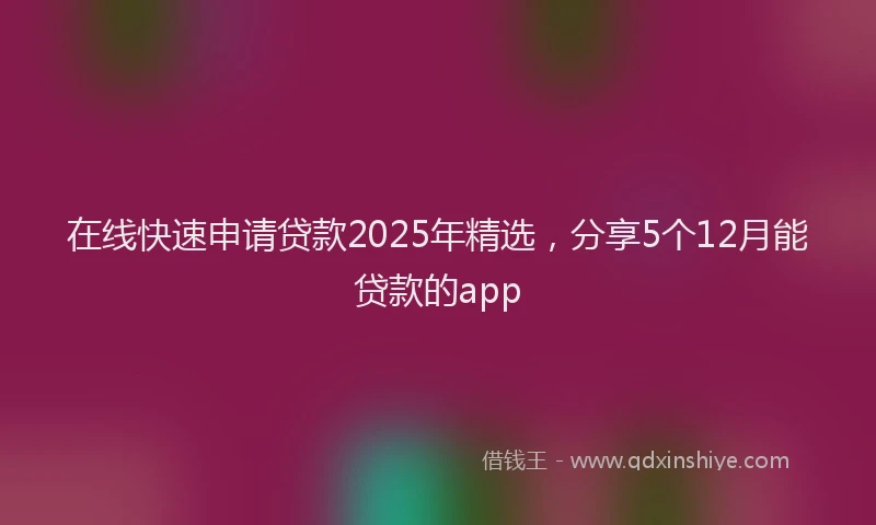 在线快速申请贷款2025年精选，分享5个12月能贷款的app