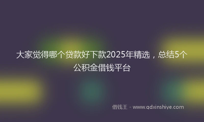 大家觉得哪个贷款好下款2025年精选，总结5个公积金借钱平台