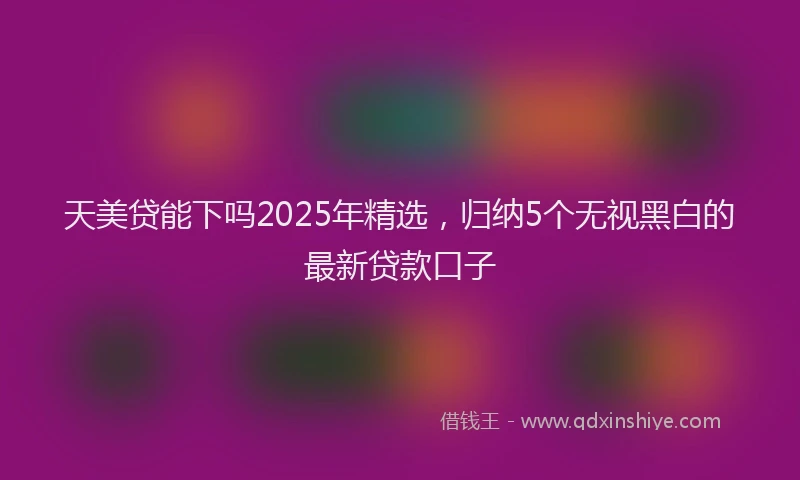 天美贷能下吗2025年精选，归纳5个无视黑白的最新贷款口子