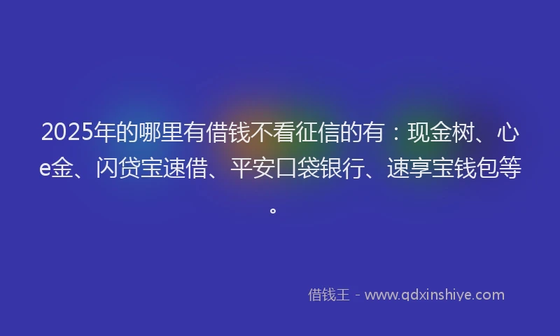 2025年的哪里有借钱不看征信的有：现金树、心e金、闪贷宝速借、平安口袋银行、速享宝钱包等。