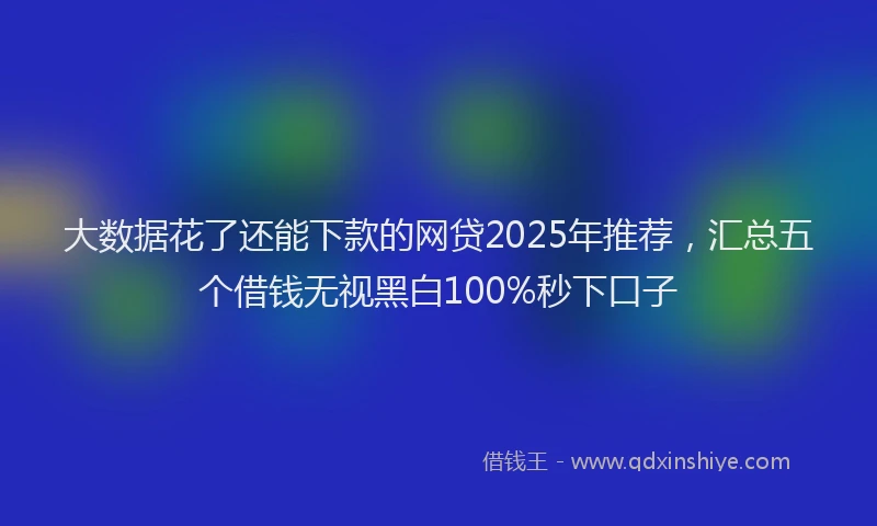 大数据花了还能下款的网贷2025年推荐，汇总五个借钱无视黑白100%秒下口子