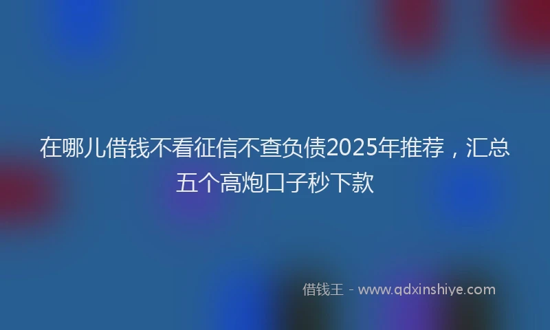 在哪儿借钱不看征信不查负债2025年推荐，汇总五个高炮口子秒下款