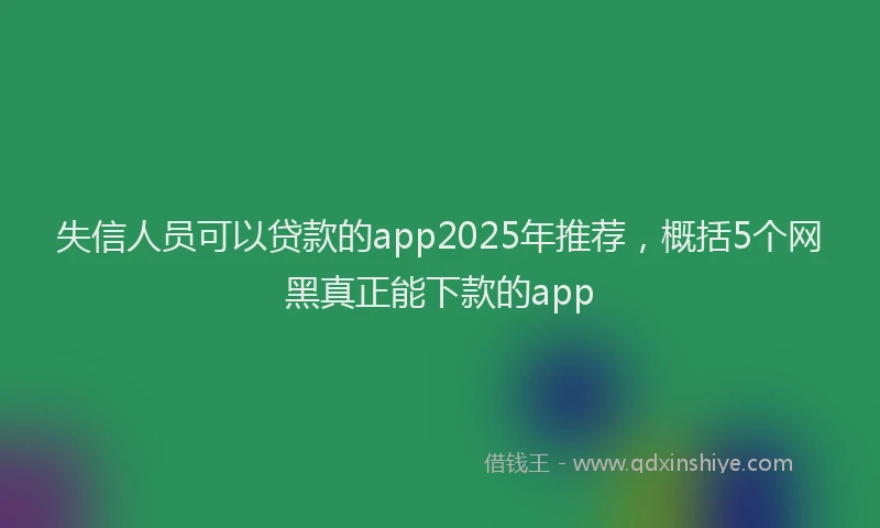 失信人员可以贷款的app2025年推荐，概括5个网黑真正能下款的app