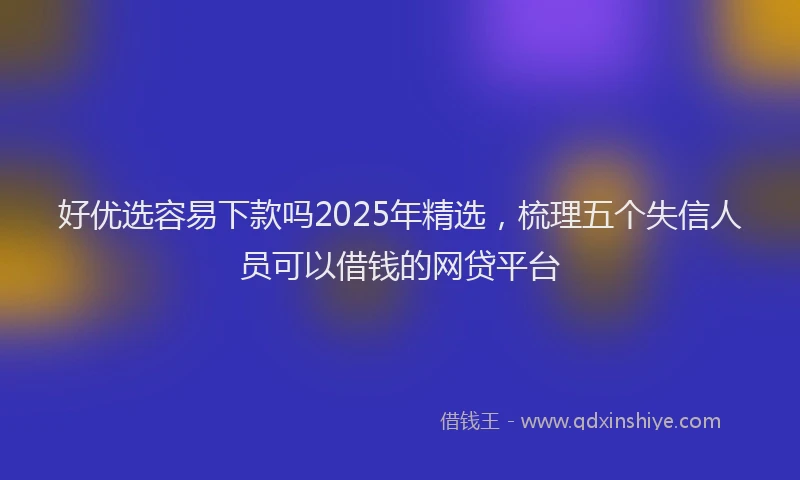 好优选容易下款吗2025年精选，梳理五个失信人员可以借钱的网贷平台
