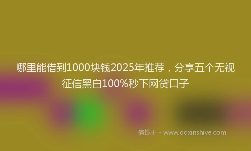 哪里能借到1000块钱2025年推荐，分享五个无视征信黑白100%秒下网贷口子