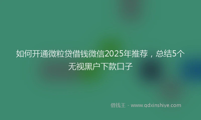 如何开通微粒贷借钱微信2025年推荐，总结5个无视黑户下款口子