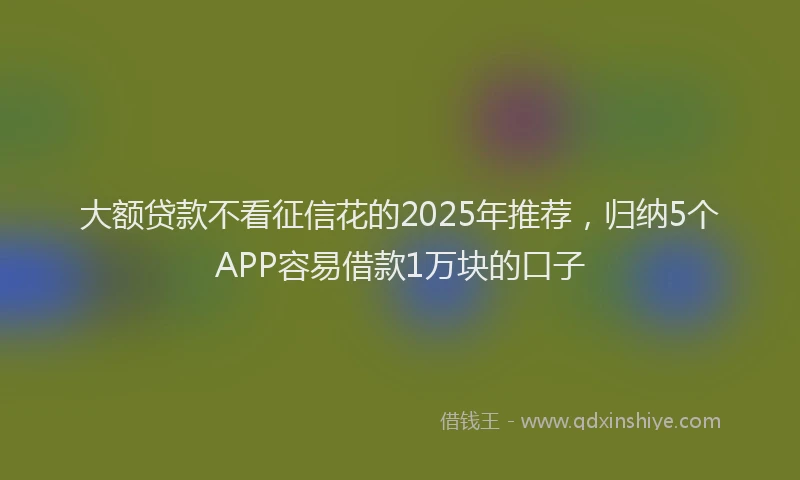 大额贷款不看征信花的2025年推荐，归纳5个APP容易借款1万块的口子