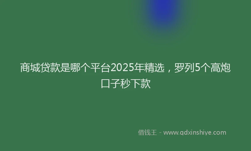 商城贷款是哪个平台2025年精选，罗列5个高炮口子秒下款