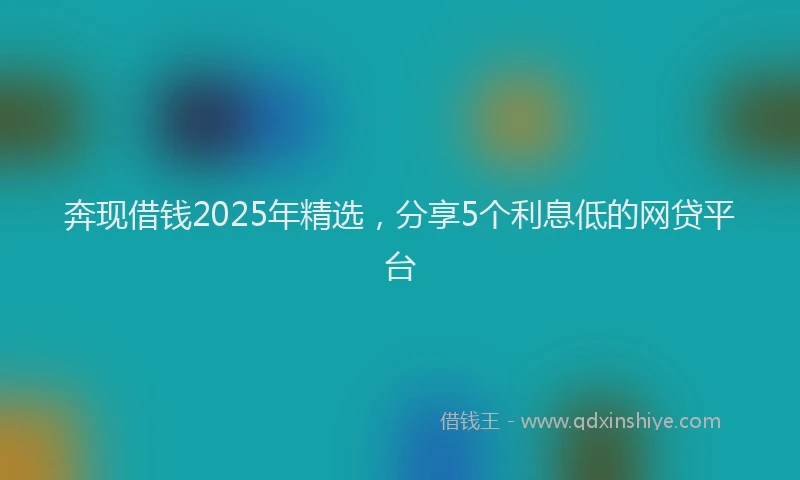 奔现借钱2025年精选，分享5个利息低的网贷平台
