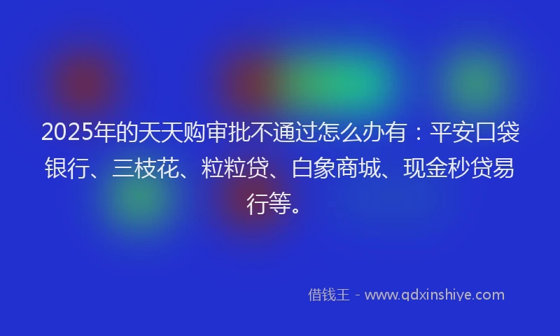 2025年的天天购审批不通过怎么办有：平安口袋银行、三枝花、粒粒贷、白象商城、现金秒贷易行等。