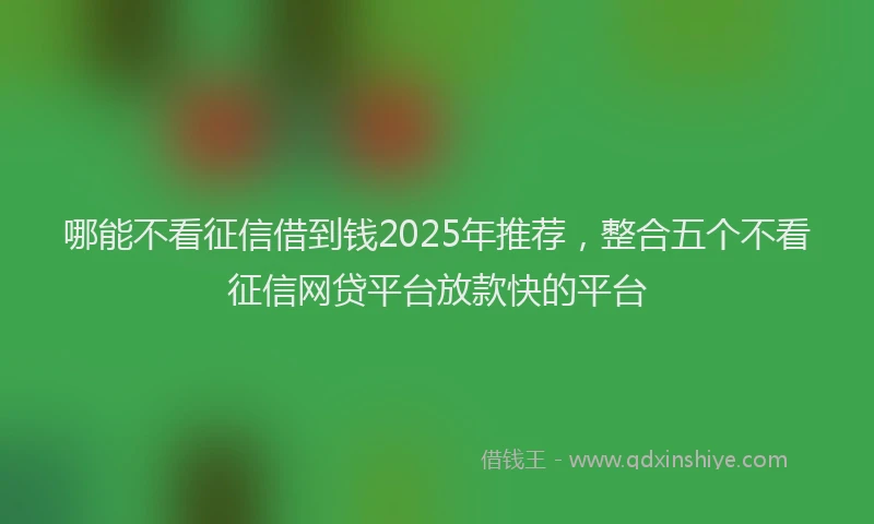 哪能不看征信借到钱2025年推荐，整合五个不看征信网贷平台放款快的平台