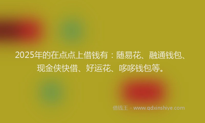 2025年的在点点上借钱有：随易花、融通钱包、现金侠快借、好运花、哆哆钱包等。