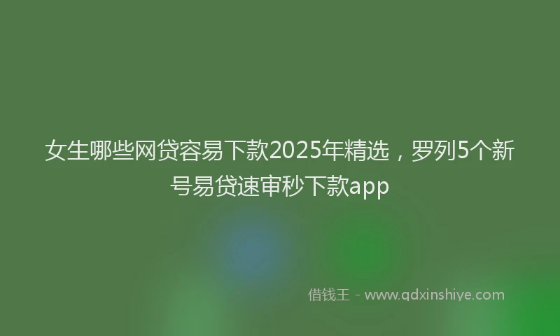 女生哪些网贷容易下款2025年精选，罗列5个新号易贷速审秒下款app