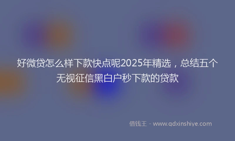 好微贷怎么样下款快点呢2025年精选，总结五个无视征信黑白户秒下款的贷款
