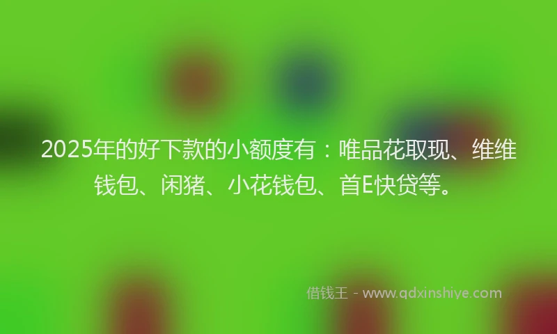 2025年的好下款的小额度有：唯品花取现、维维钱包、闲猪、小花钱包、首E快贷等。