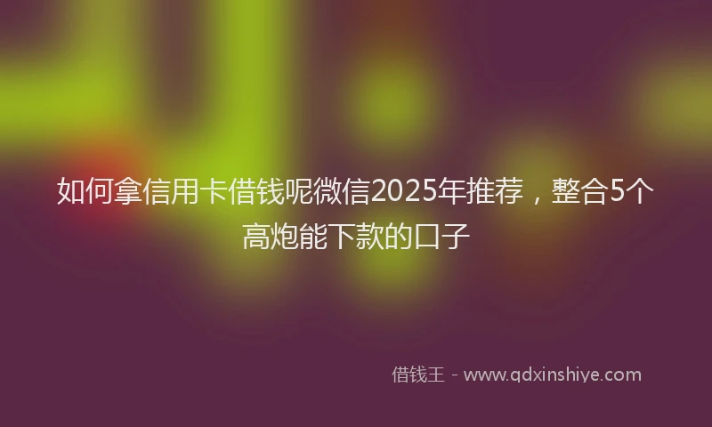 如何拿信用卡借钱呢微信2025年推荐，整合5个高炮能下款的口子