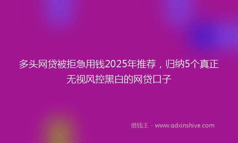 多头网贷被拒急用钱2025年推荐，归纳5个真正无视风控黑白的网贷口子