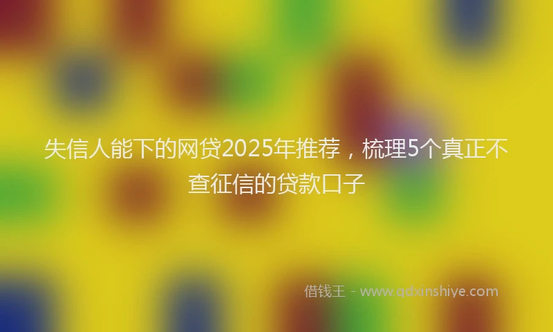 失信人能下的网贷2025年推荐，梳理5个真正不查征信的贷款口子