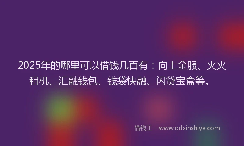 2025年的哪里可以借钱几百有：向上金服、火火租机、汇融钱包、钱袋快融、闪贷宝盒等。