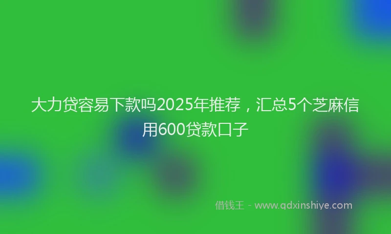 大力贷容易下款吗2025年推荐，汇总5个芝麻信用600贷款口子