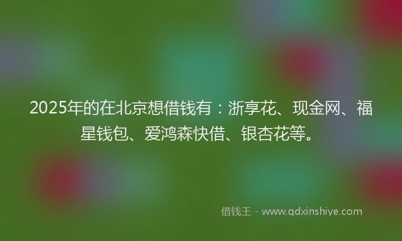 2025年的在北京想借钱有：浙享花、现金网、福星钱包、爱鸿森快借、银杏花等。