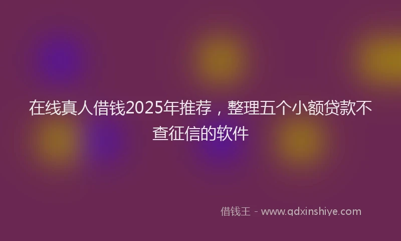 在线真人借钱2025年推荐，整理五个小额贷款不查征信的软件