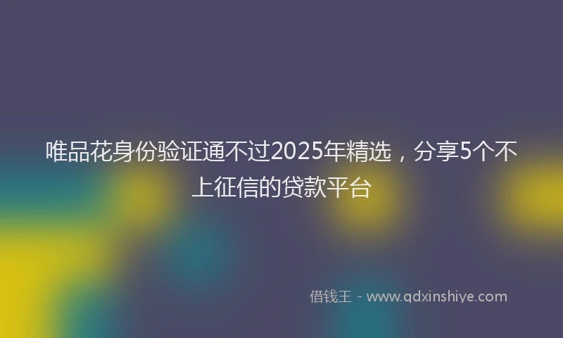 唯品花身份验证通不过2025年精选，分享5个不上征信的贷款平台