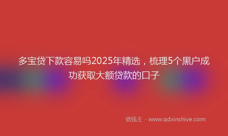 多宝贷下款容易吗2025年精选，梳理5个黑户成功获取大额贷款的口子