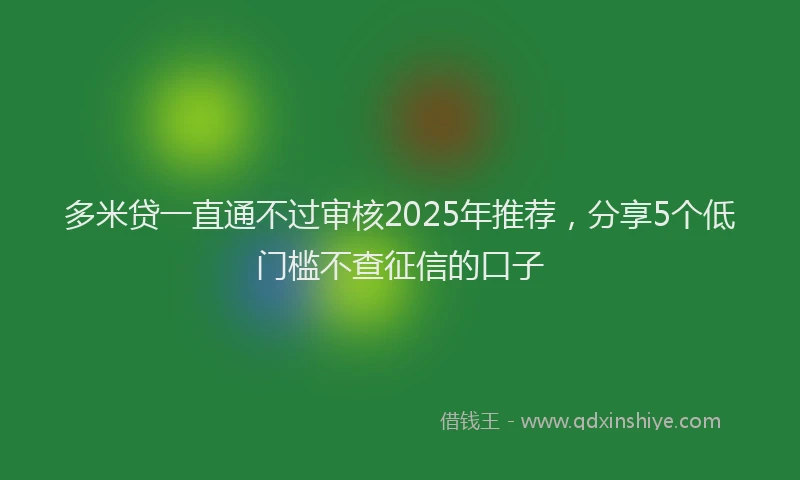 多米贷一直通不过审核2025年推荐，分享5个低门槛不查征信的口子