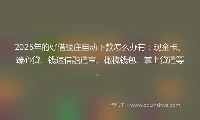 2025年的好借钱庄自动下款怎么办有：现金卡、臻心贷、钱速借融通宝、橄榄钱包、掌上贷通等。