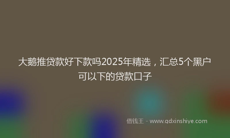 大鹅推贷款好下款吗2025年精选，汇总5个黑户可以下的贷款口子