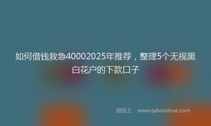 如何借钱救急40002025年推荐，整理5个无视黑白花户的下款口子
