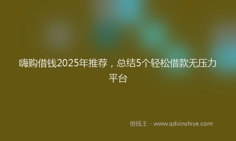 嗨购借钱2025年推荐，总结5个轻松借款无压力平台